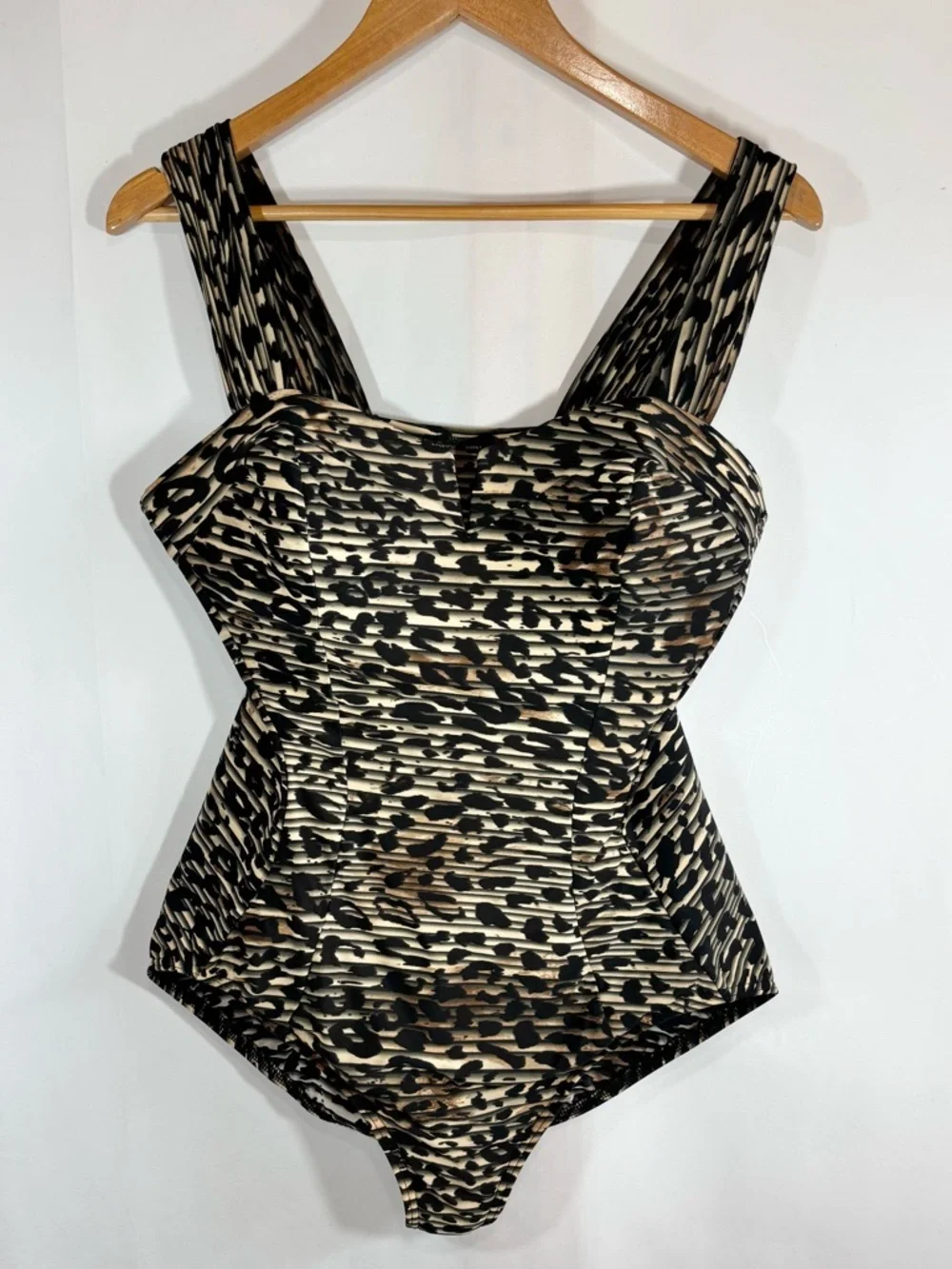 Miraclesuit Animal Print One-Piece Swimsuit in Black and Cream